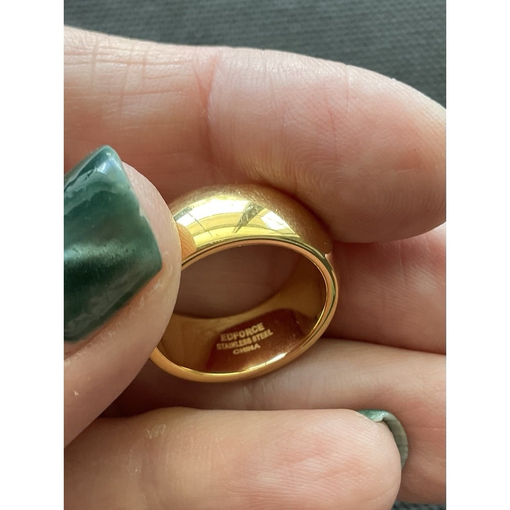 Enforce Stainless Steel Ring Size 6 Gold Tone Vintage Estate Jewelry - Picture 2 of 7